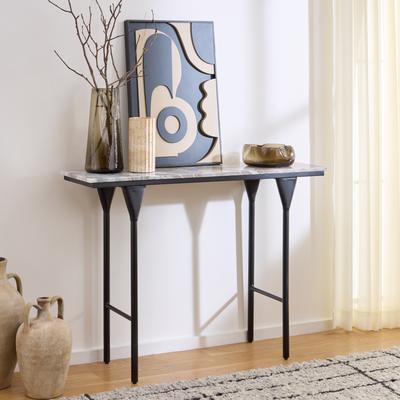"SAFAVIEH Frederick 40-Inch Marble Console Table, Brown Grey and Black - 40"" W x 12"" D x 30"" H"