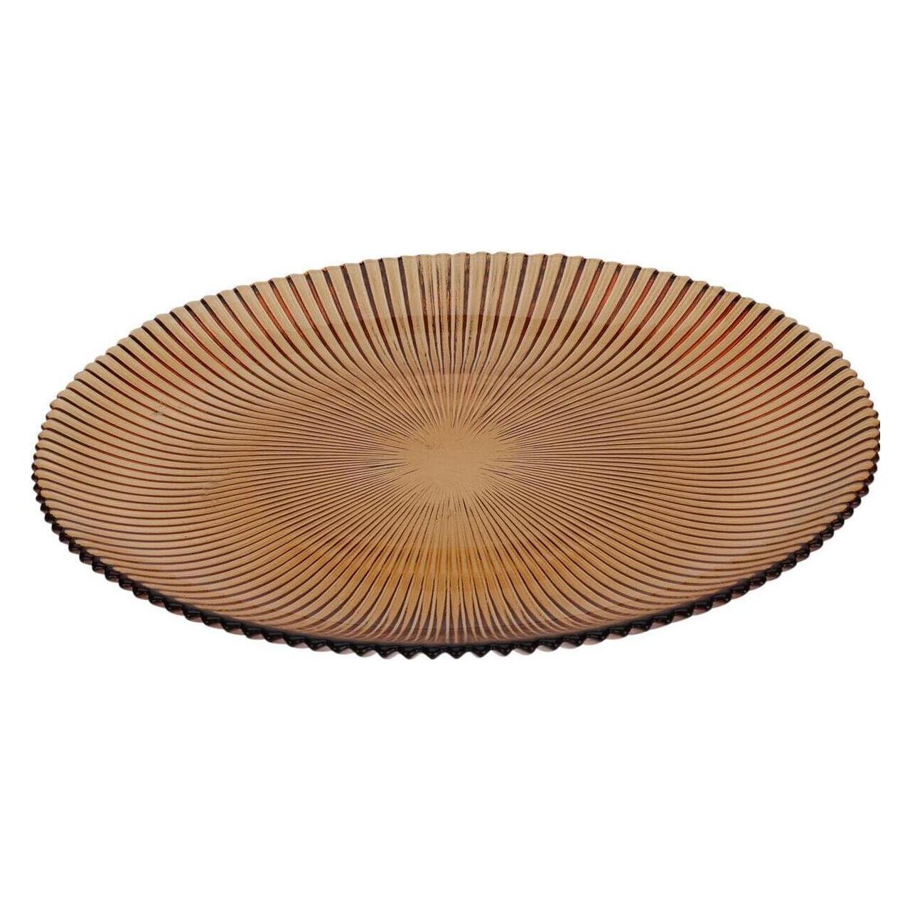 Home&Styling Home & Styling Amber Stripe Dessertteller - 21 cm - Glas - Orange (21 cm) (49002689)