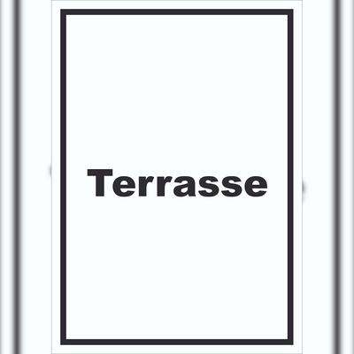HB-Druck Terrasse Schild mit Text hochkant A0 Rückseite selbstklebend