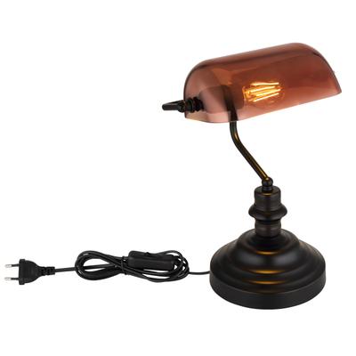 GLOBO LIGHTING Schreibtischlampe "ANTIQUE", schwarz (schwarz matt kupferfarben), 1, 1 Stk., Leuchten, Klassische Schreibtischleuchte, Antik-look Tischleuchte, Bankerlamp, Schreibtischlampe