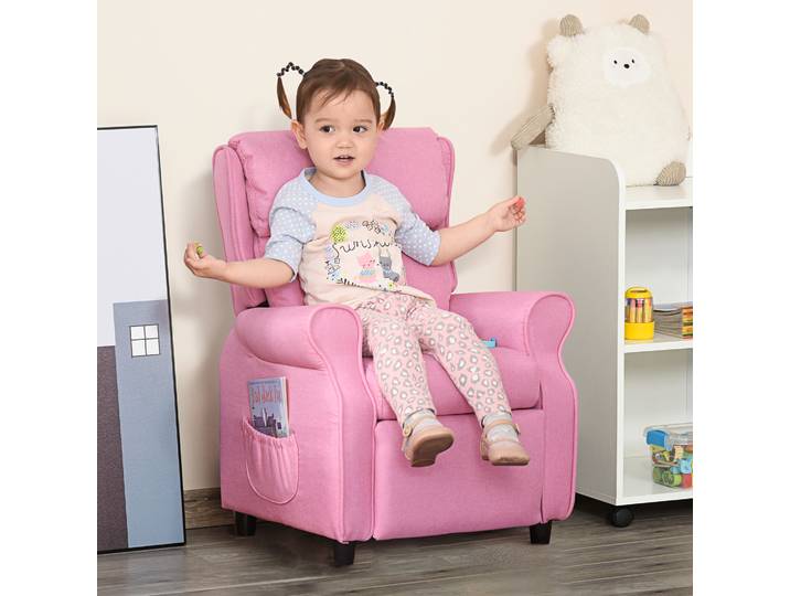 Canapé enfant HOMCOM Canapé pour enfants Fauteuil pour enfants Canapé inclinable avec repose-pieds pour garçons et filles de 3 à 5 ans Rose 58 x 53 x 70 cm