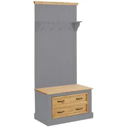 Garderobenpaneel mit Sitzbank aus Kiefer Massivholz Landhausstil