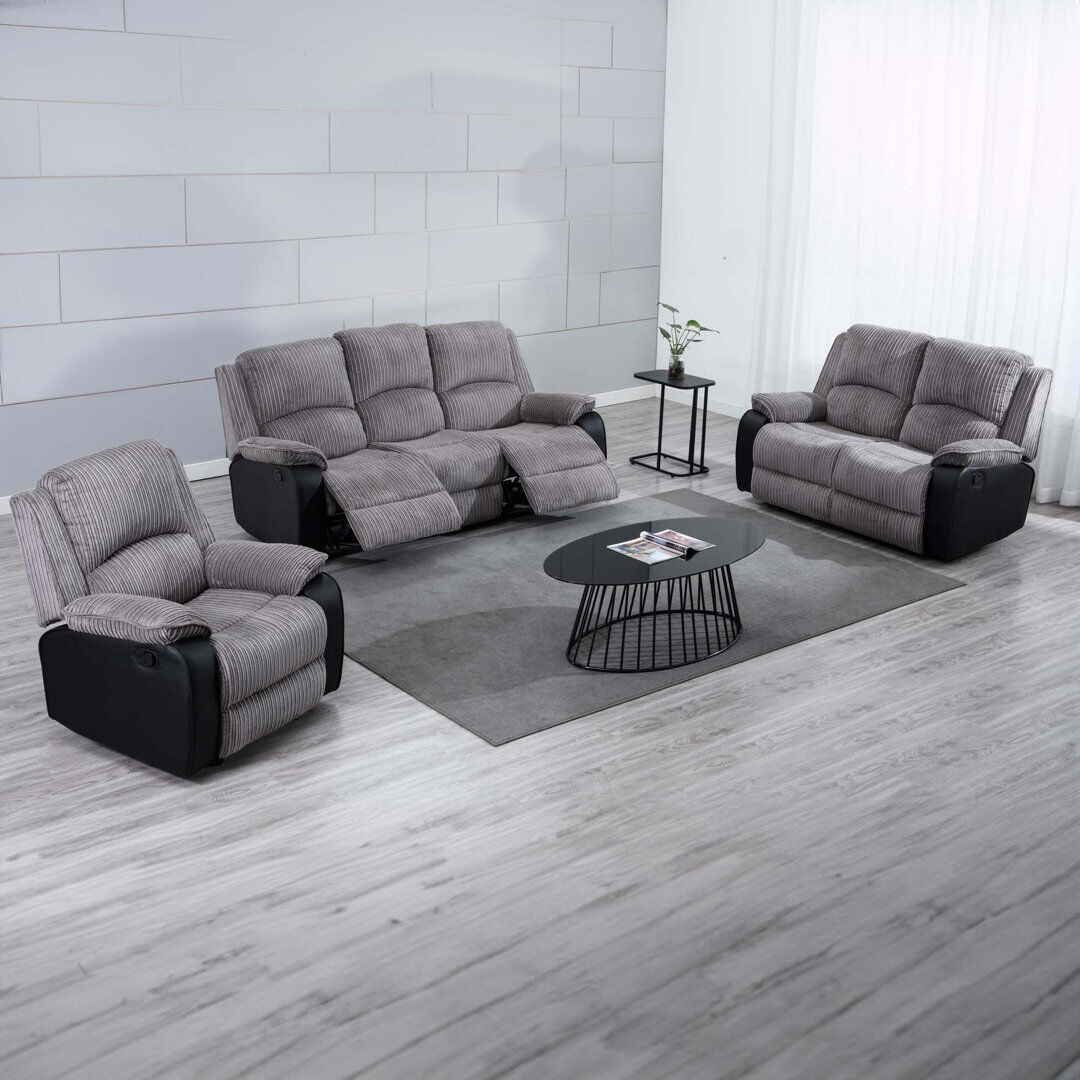 Fleur De Lis Living 3 Piece Reclining Living Room Set Grey 3