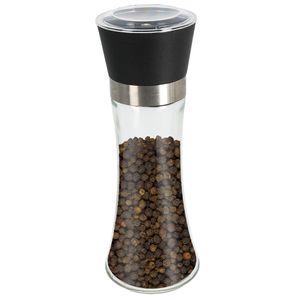 Böttcher-AG Gewürzmühle Premium Höhe 18,7 cm, Edelstahl / Glas, schwarz / transparent, Keramikmahlwerk
