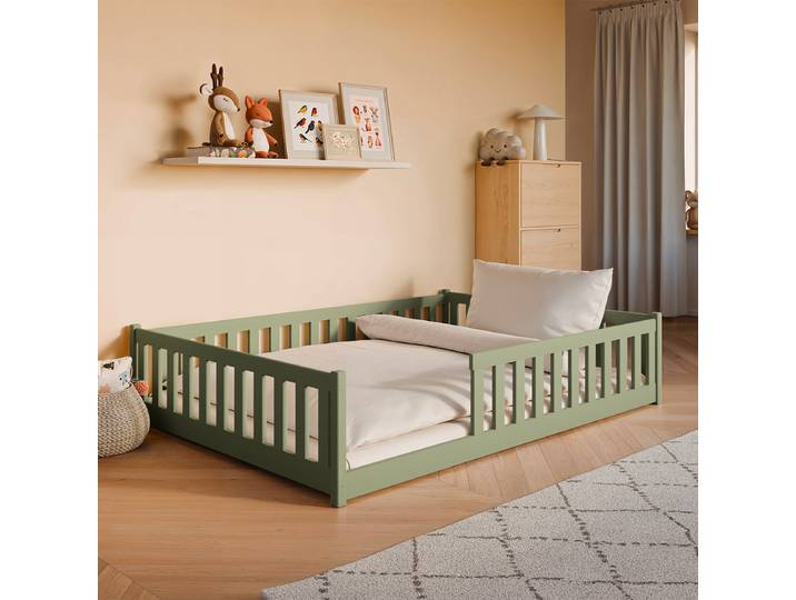 Lit Au Sol 140x200 Sommier Inclus Maya Olive