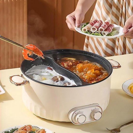 Kensbro Elektrische Hotpot Multifunctionele Pan met Dubbele Kookruimte - 6 Liter - Zwart