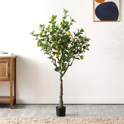 "SAFAVIEH Lemon 60-Inch Faux Plant, Green and Yellow - 35"" W x 35"" D x 60"" H"