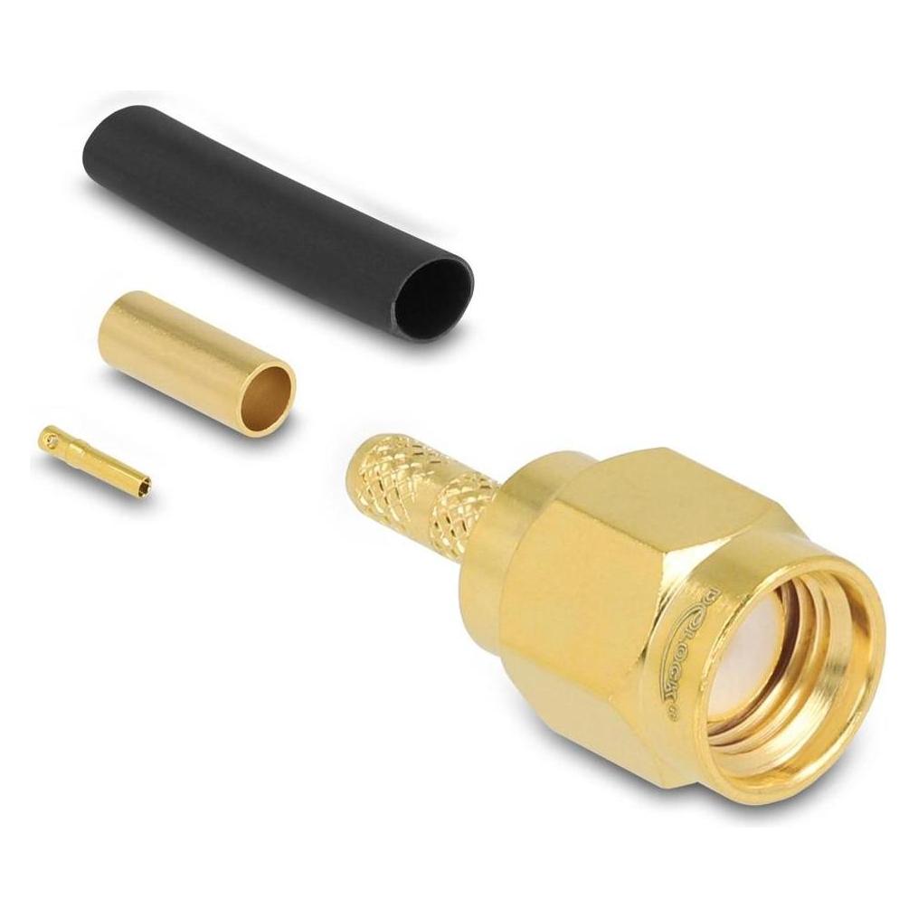 Delock RP-SMA Stecker zum Crimpen RG-174 / RG-316mit passendem Schrumpfschlauch (91788)
