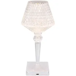 LED Tischleuchte Beistelllampe Nachttischlampe Wohnzimmerleuchte Kristallleuchte mit Touchdimmer, Akku USB Kabel, warmweiß-kaltweiß, H 26cm