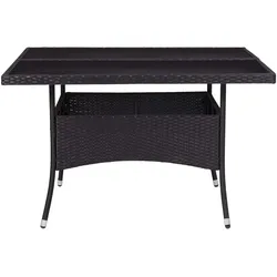 vidaXL Garten-Esstisch Schwarz Poly Rattan und Glas