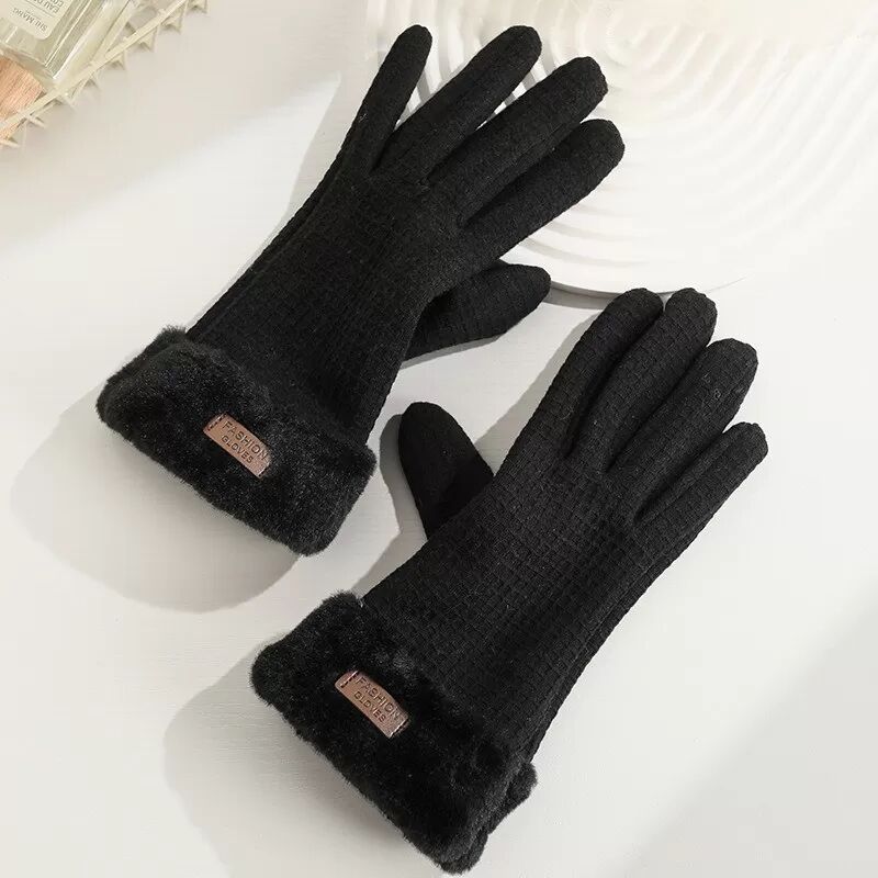 INF Touchscreen Warme Winddichte Handschuhe - Fleecegefütterte Thermohandschuhe für winterliche Outdoor-Aktivitäten Schwarz