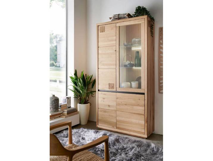 Massive Vitrine Hella in Wildeiche oder Kernbuche – Montierte Lieferung – 3%-Vorkasse-Rabatt