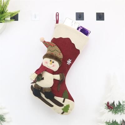 Snug & Styled Cozy Santa Christmas Stocking Gift Bag Hanging Tree Decoration b