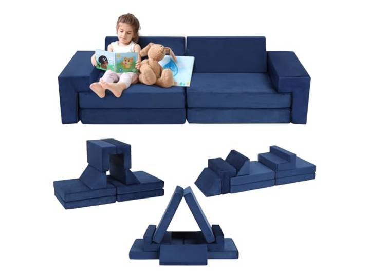 IDEALHOUSE Kindersofa Spielsofa für Kinder, 8-teiliges, Modulares Umbaubare Spielcouch mit waschbaren Bezügen, Schaumstoff Kindersofa für Kinderzimmer