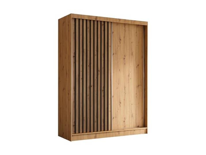 AXLIVING Cabinio Kleiderschrank 160 breit Artisan Eiche Schwarz 4 Ablagefächer (40,8 cm Höhe, 77,6 cm Breite). ABS-Kanten. Edles Design in Artisan Eiche mit schwarzen Lamellen.