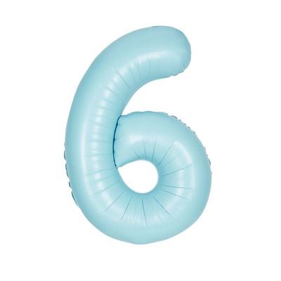 XL Folienballon hellblau matt Zahl 6