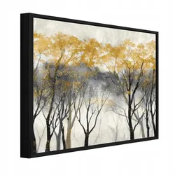 BILDER mit Rahmen Wald Bäume Golden 100x70 cm