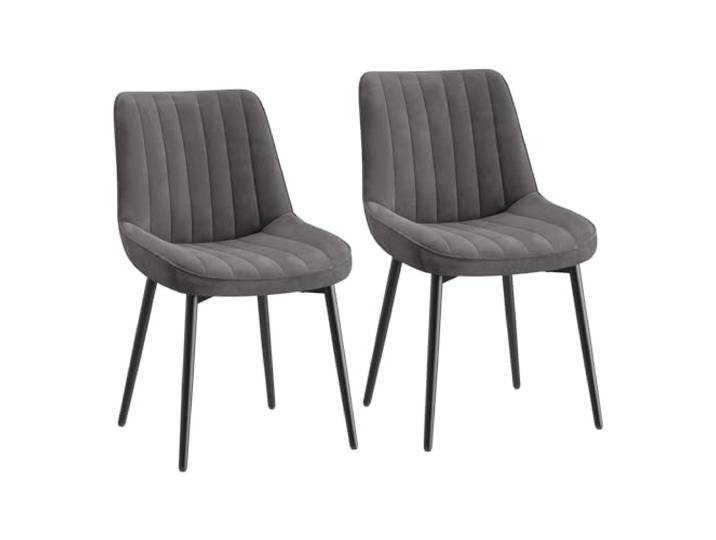 COLAMY Samt Esszimmerstühle 2er Set – Gepolsterte Stühle für Esszimmer & Küche mit Metallbeinen, Dickem Sitzpolster & Rutschfesten Füßen, Grau