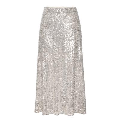 Paillettenrock LASCANA, Damen, Gr. 38, beige (champagner), Stoff, Obermaterial: 95% Polyester, 5% Elasthan. Futter: 100% Polyester, festlich, figurumspielend ca. Mitte Wade, Röcke