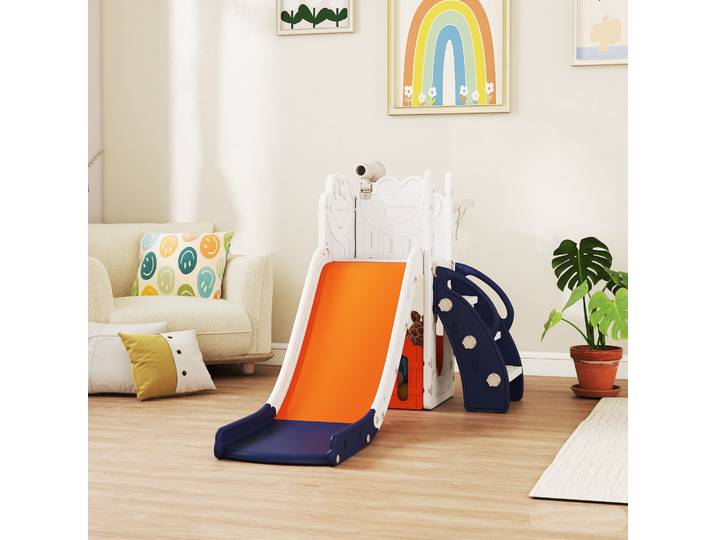 AIYAPLAY Toboggan 5 en 1 Enfants Panier Échelle 1-3 ans Bleu
