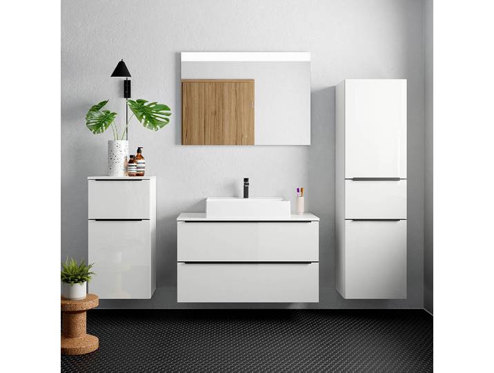 Badezimmerset MYBA XXIII 4-teilig 190cm Weiß/Hochglanz Weiß