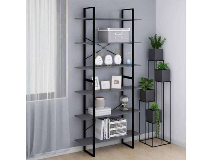 ROMHZKS Standregal Hoch Grau 100x30x210 cm Massivholz Kiefernholz 6 Ablagen Massivholz Kiefer, 6 Ablagen, 100x30x210 cm, industrieller Stil, flexibel teilbar, feucht abwischbar