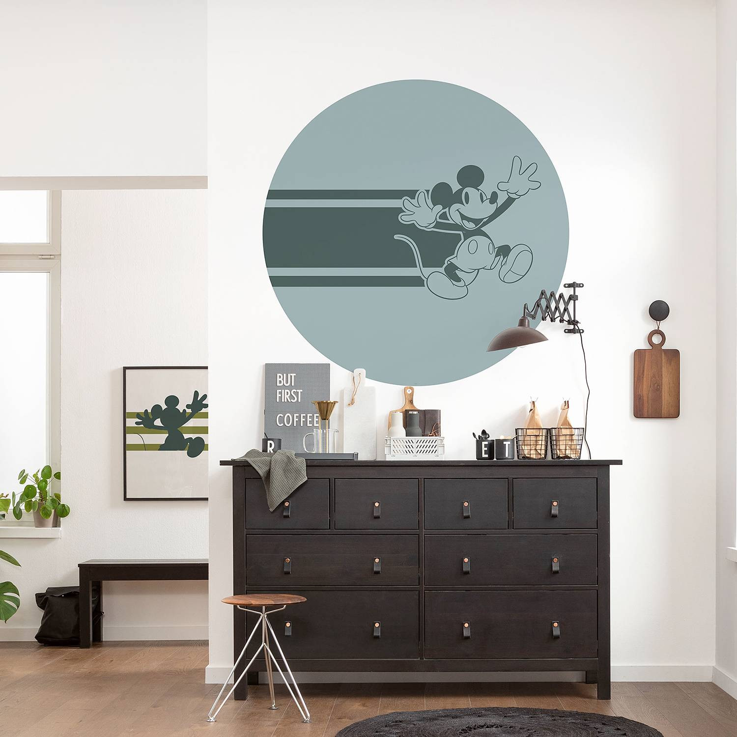 home24 Fotobehang Mickey Bonjour Ø 125cm meerdere kleuren