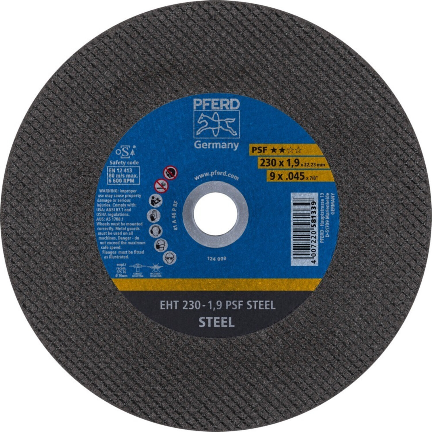 Pferd Trennscheibe gerade A46PPS 230x1,9mm (61728231)
