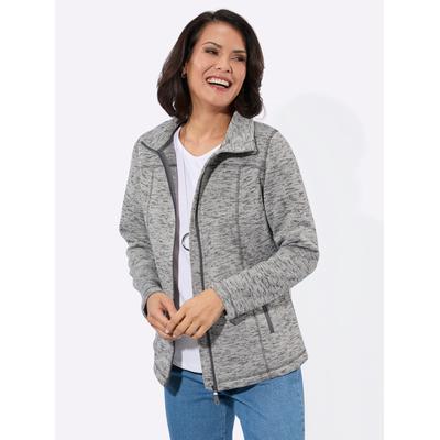 Strickfleecejacke CASUAL LOOKS, Damen, Gr. 40, grau (hellgrau, meliert), 100% Polyester, meliert, Jacken