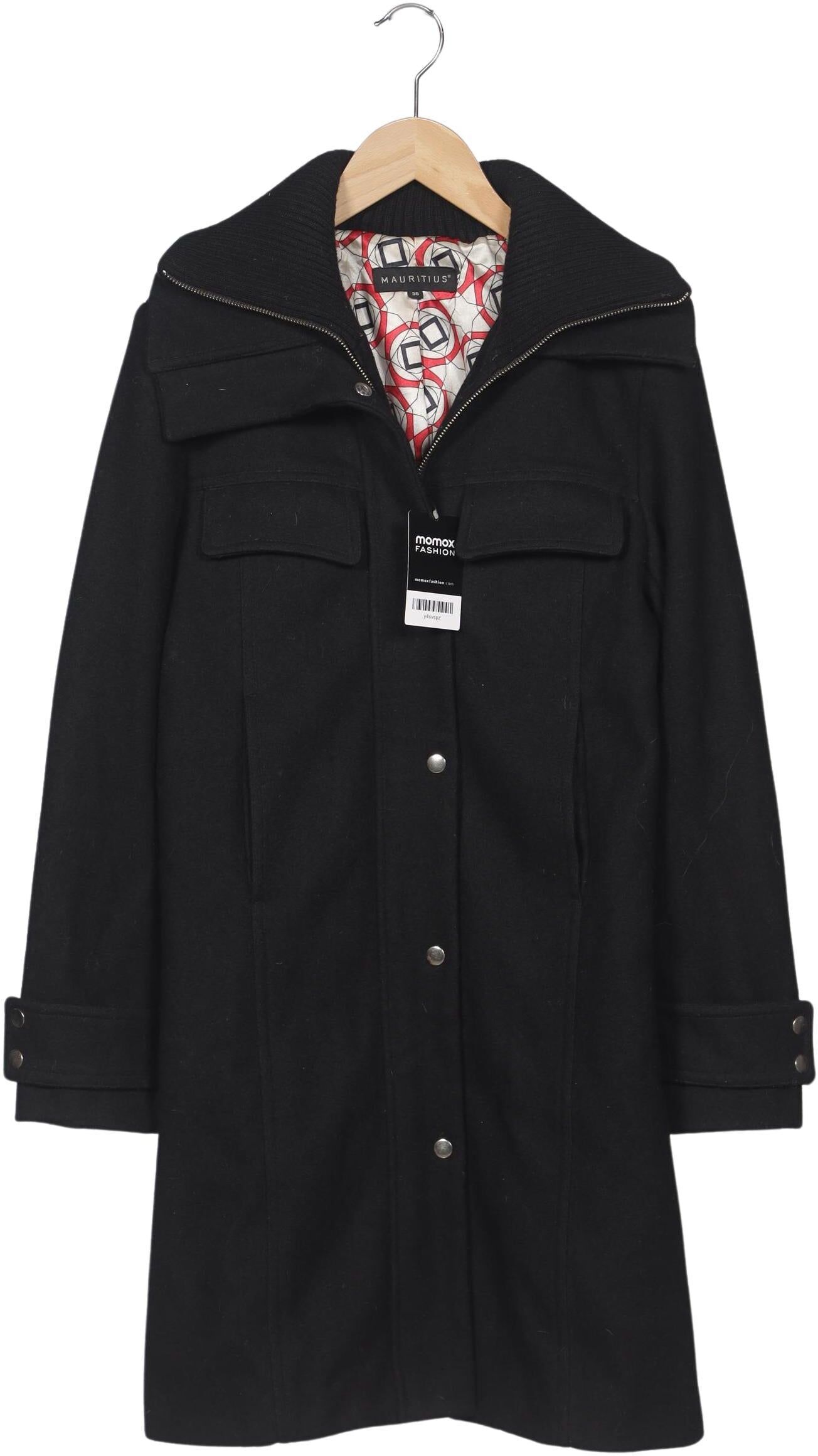 Mauritius Damen Mantel, Schwarz, Gr. EU 36, Wolle / Synthetik - Second Hand