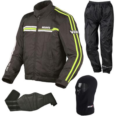 Motorradkombi NERVE "Nerve 4-teiliges Set Swift" Gr. XXL, schwarz, Overalls, Herren, XXL, N-Gr, Obermaterial: 100% Polyester. Innenseite: 100% Polyester