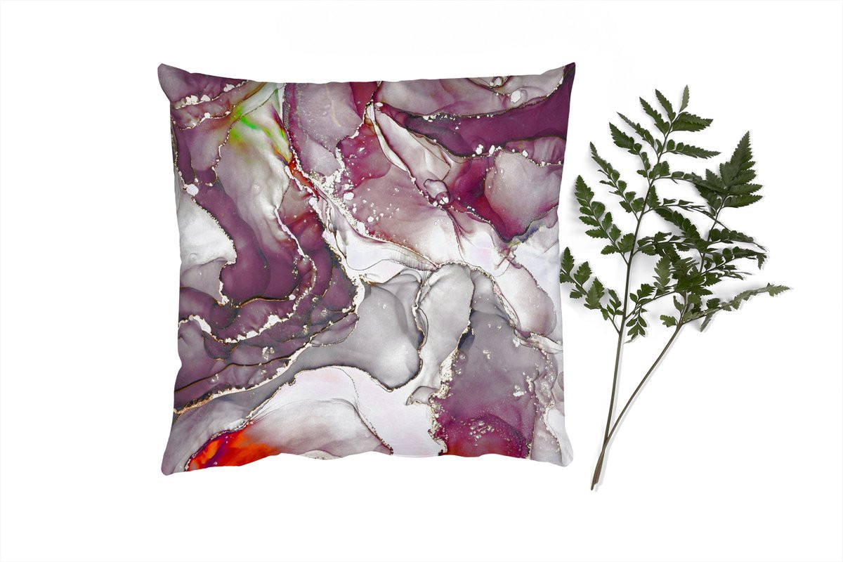 PillowMonkey Sierkussen Marmer Rood Paars Goud 40x40 cm