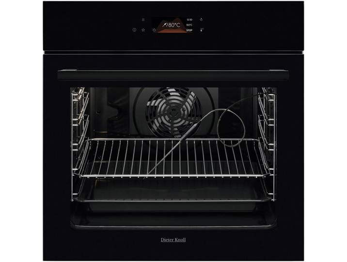 Dieter Knoll Einbaubackofen, Schwarz, Metall, Glas, A+, 59.4x59.4x56.9 cm, Kindersicherung, Restzeitanzeige, Elektronikuhr, Kühlgebläse, Tür mit Soft-Close, Schnellaufheizung, Vollglas-Innentür, Backofenbeleuchtung, Pyrolyse-Selbstreinigung, Kerntemperatursensor, Küchen, Küchenelektrogeräte, Backöfen & Herde