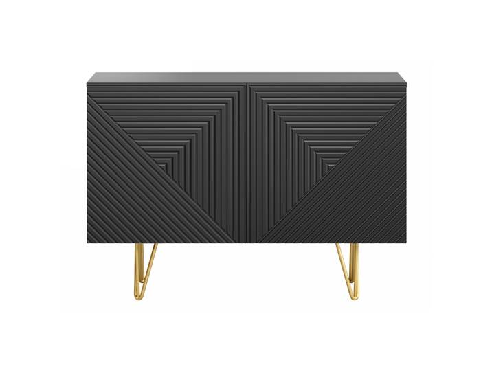 Buffet design gravé noir et métal doré 2 portes L107 cm OZEN