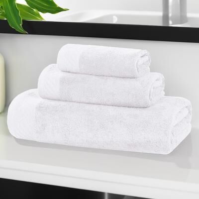 Superior Basketweave Egyptian Cotton Solid 3 Piece Assorted Towel Set