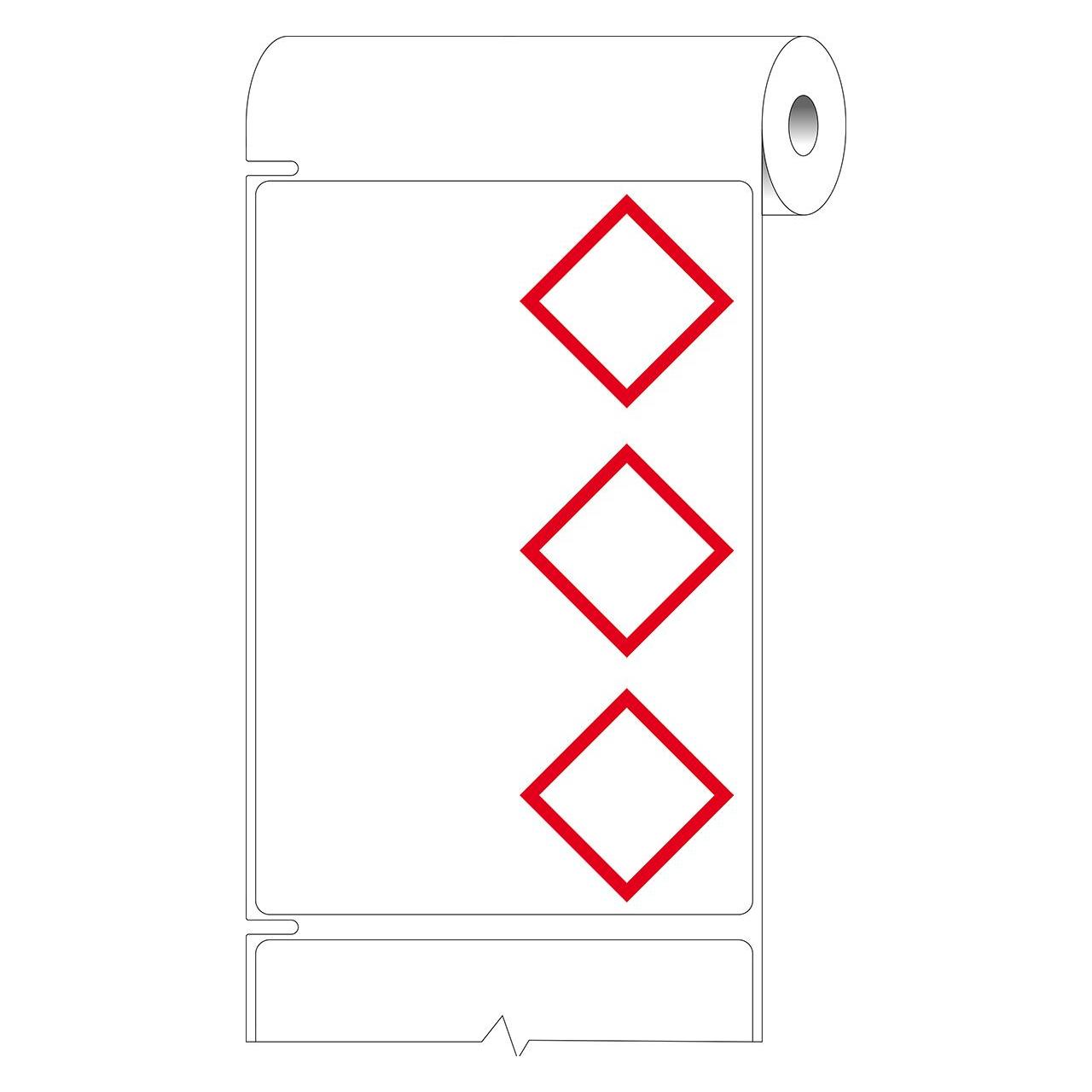 Brady THTCLP-L-L3B-7610-0.2-SC, Papier, Weiss, 105.00 x 155.00 mm, Layout L3B (3 rote Rauten vorged (109 mm) (THTCLP-L-L3B-7610-0.2-SC)