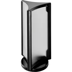 Tischaufsteller drehbar, 3-seitig, DIN lang Format, schwarz 1/3 A4, PS, PVC, transparent, schwarz