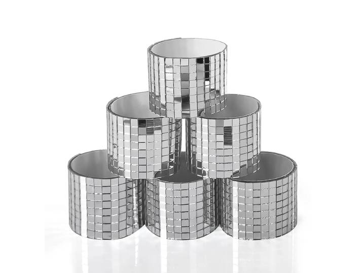 Art3d Carreaux de mosaïque en verre miroir carrés autocollants, Argent, 6 rouleaux (2364 pièces), pour loisirs créatifs, Décoration murale, Cadres de miroir et Accessoires de scène