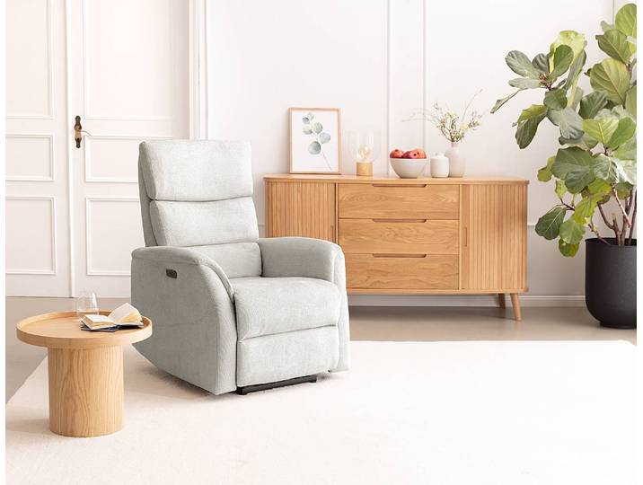 Fernsehsessel Olands - elektrisch Grau/Silber Microfaser 81 x 112 x 88cm