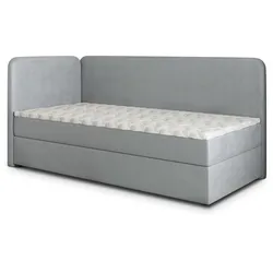 BOXBETT GINA 80x200 cm mit Matratze und Topper, H2+H3 - Hellgrau