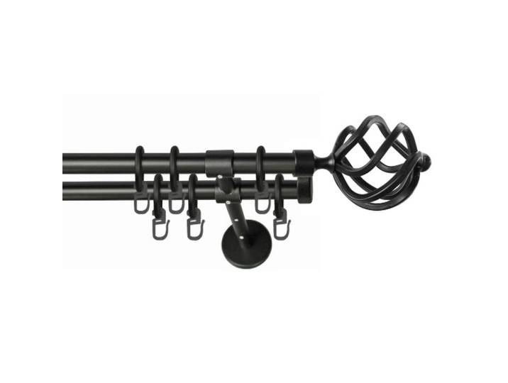 Vorhangstange Schwarz, 130 cm