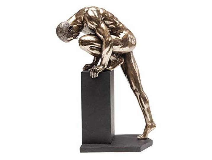 Kare Design Deko Objekt Nude Man Stand Bronze 35cm, Bronzefarbene Skulptur, Nackter Mann, 35,5x25,5x12,5cm, Kupfer