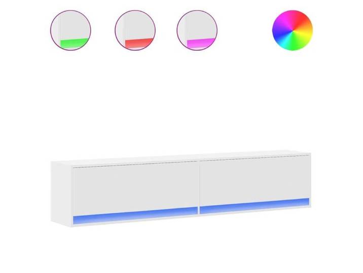 Cabinet TV rustique - PARAJ - Meuble TV/HIFI - mural avec LED - pour chambre/salon - blanc 180x31x38cm3374533