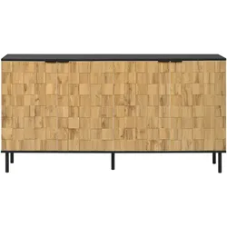 STILVORA Sideboard aus Spanplatte, Natur/Schwarz, 160 x 35 x 80,5 cm, Mosaik-Design