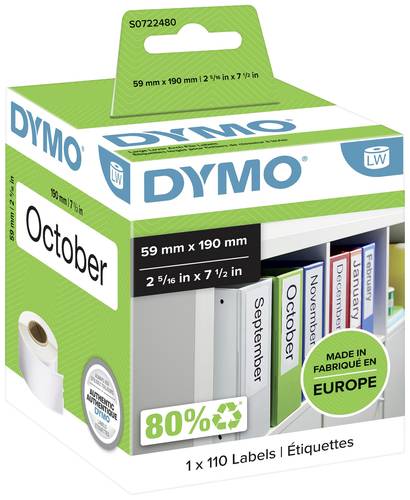 DYMO Etiketten Rolle 99019 S0722480 59 x 190 mm Papier Weiß 110 St. Permanent haftend Ordner-Etiketten