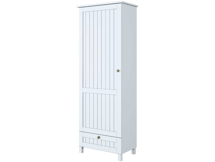Garderobenschrank GOODPRODUCT Juventus , weiss (weiß), B:67cm H:180cm T:38cm, Massivholz, Schränke, Garderobenschrank, aus massiver Kiefer, Breite 67cm, mit Kleiderstange
