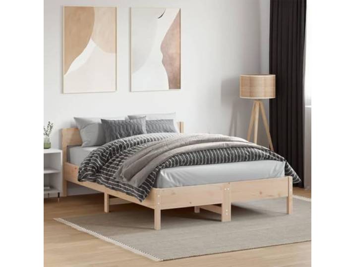 Massives Kiefernholz Stabil Schlafzimmer Classic 135x190 cm Braun Massivholzbett ohne Matratze 135x190 cm Kiefernholz Bettgestell mit Kopfteil Lattenrost Stabil Holzbetten Schlafzimmer