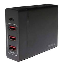 LogiLink PA0122 USB Ladegerät 60 W 3x USB-A, 1x USB-C® Schwarz Innenbereich Auto-Detect