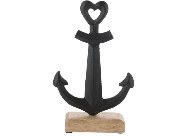 Deko Anker, schwarz, maritimer Aufsteller, 11 x 17 x 5 cm