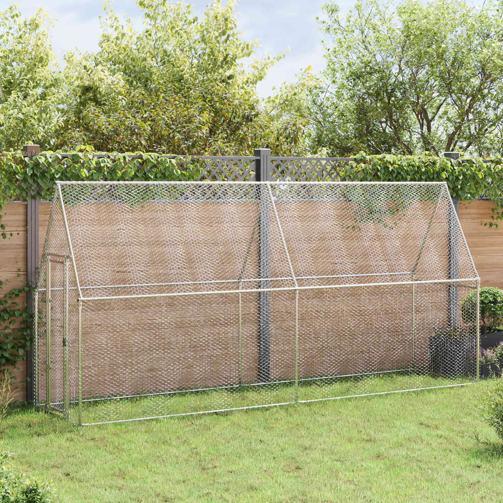 vidaXL Cage pour poules argenté 400x100x190 cm acier galvanisé